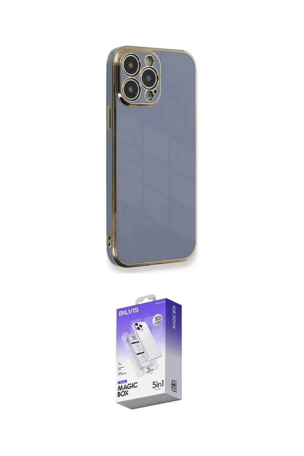 ieg™ iPhone 13 Pro Max Kılıf Yankı Serisi - Siyah Bilvis 5in1 3D Magic Cam Ekran Koruyucu