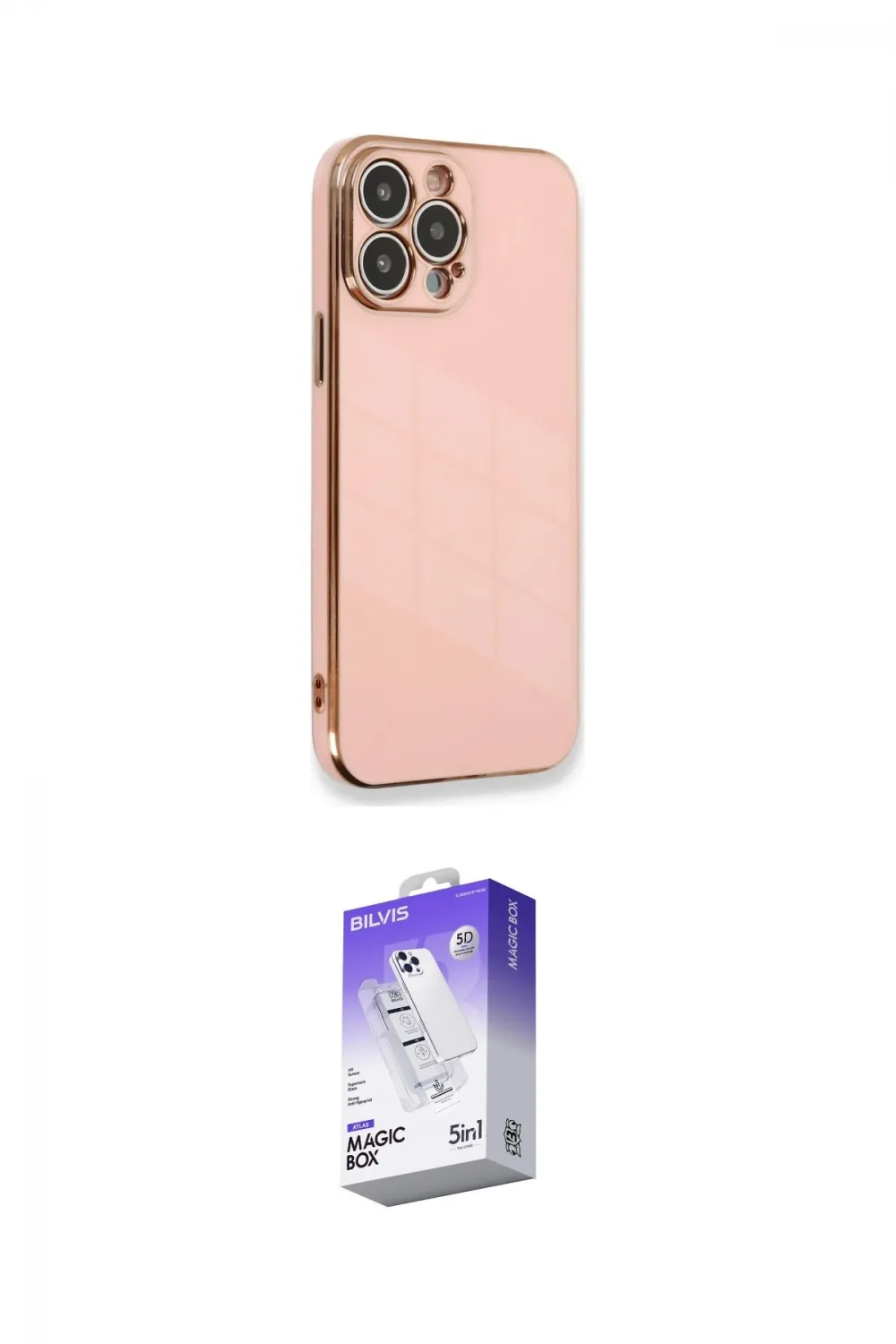 ieg™ iPhone 13 Pro Max Kılıf Yankı Serisi - Siyah Bilvis 5in1 3D Magic Cam Ekran Koruyucu