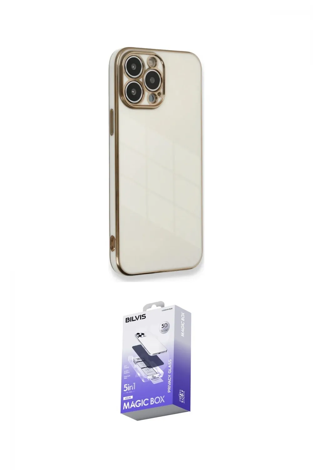 ieg™ iPhone 13 Pro Max Kılıf Yankı Serisi - Siyah Bilvis 5in1 5D Magic Hayalet Cam Ekran Koruyucu