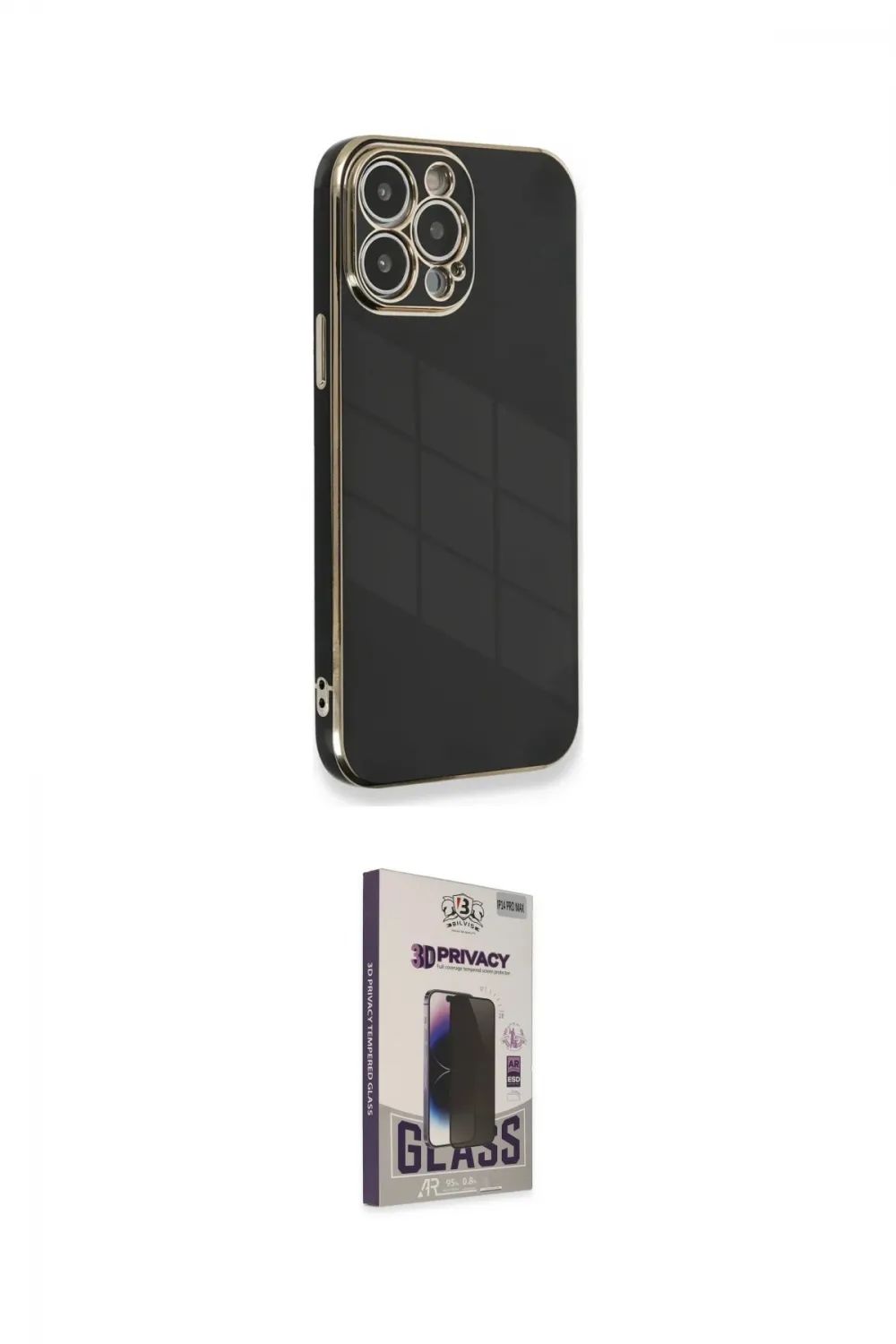 ieg™ iPhone 13 Pro Max Kılıf Yankı Serisi - Siyah Bilvis Hayalet Cam Ekran Koruyucu