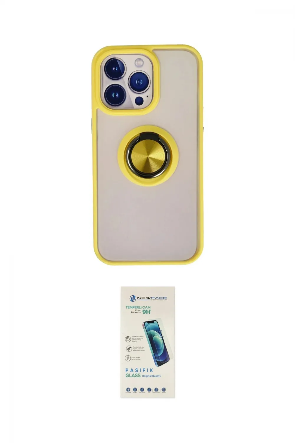 ieg™ iPhone 13 Pro Max Kılıf Yörünge Çizgi - Şeffaf Pasifik Cam Ekran Koruyucu