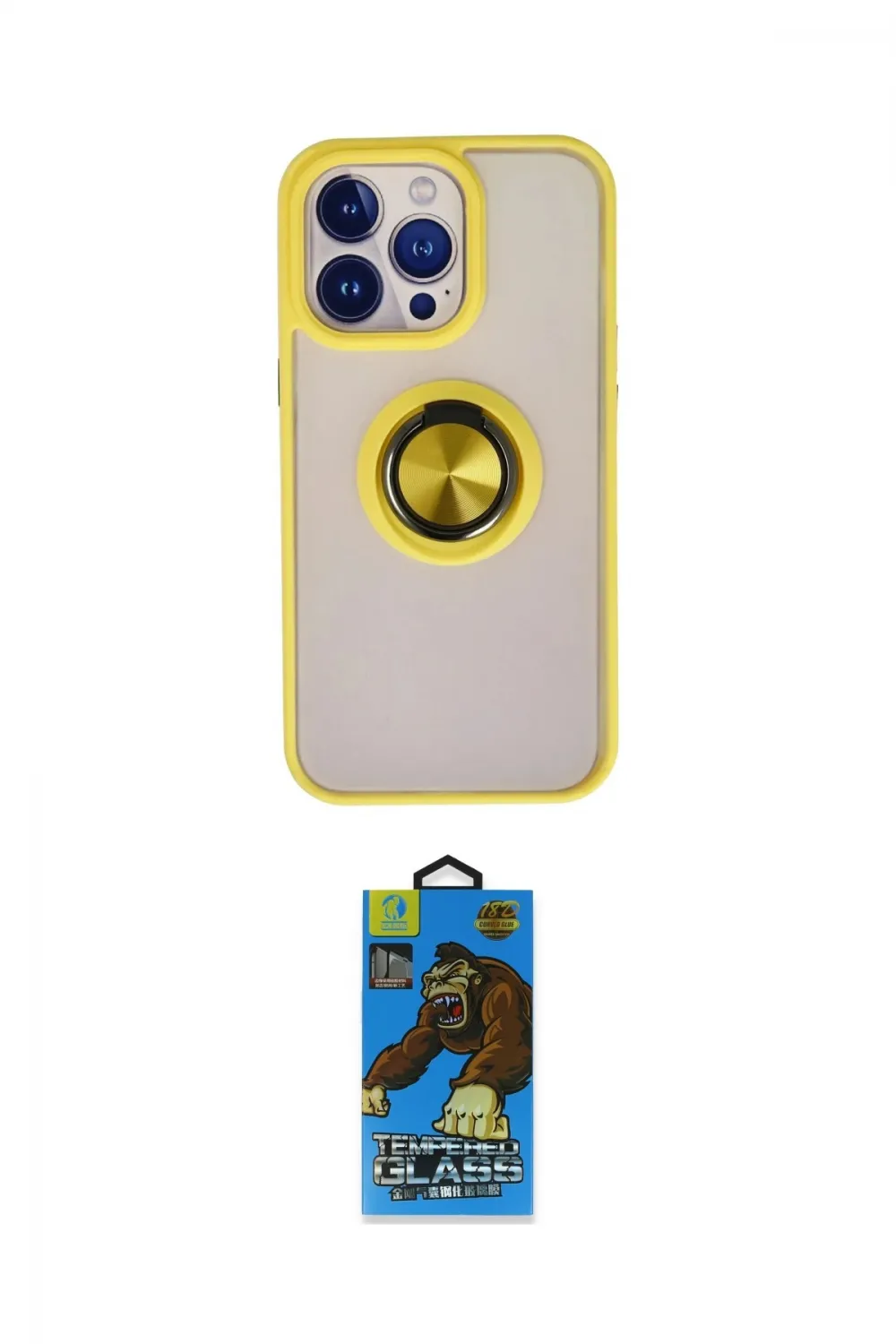 ieg™ iPhone 13 Pro Max Kılıf Yörünge Çizgi - Siyah 18D Cam Ekran Koruyucu