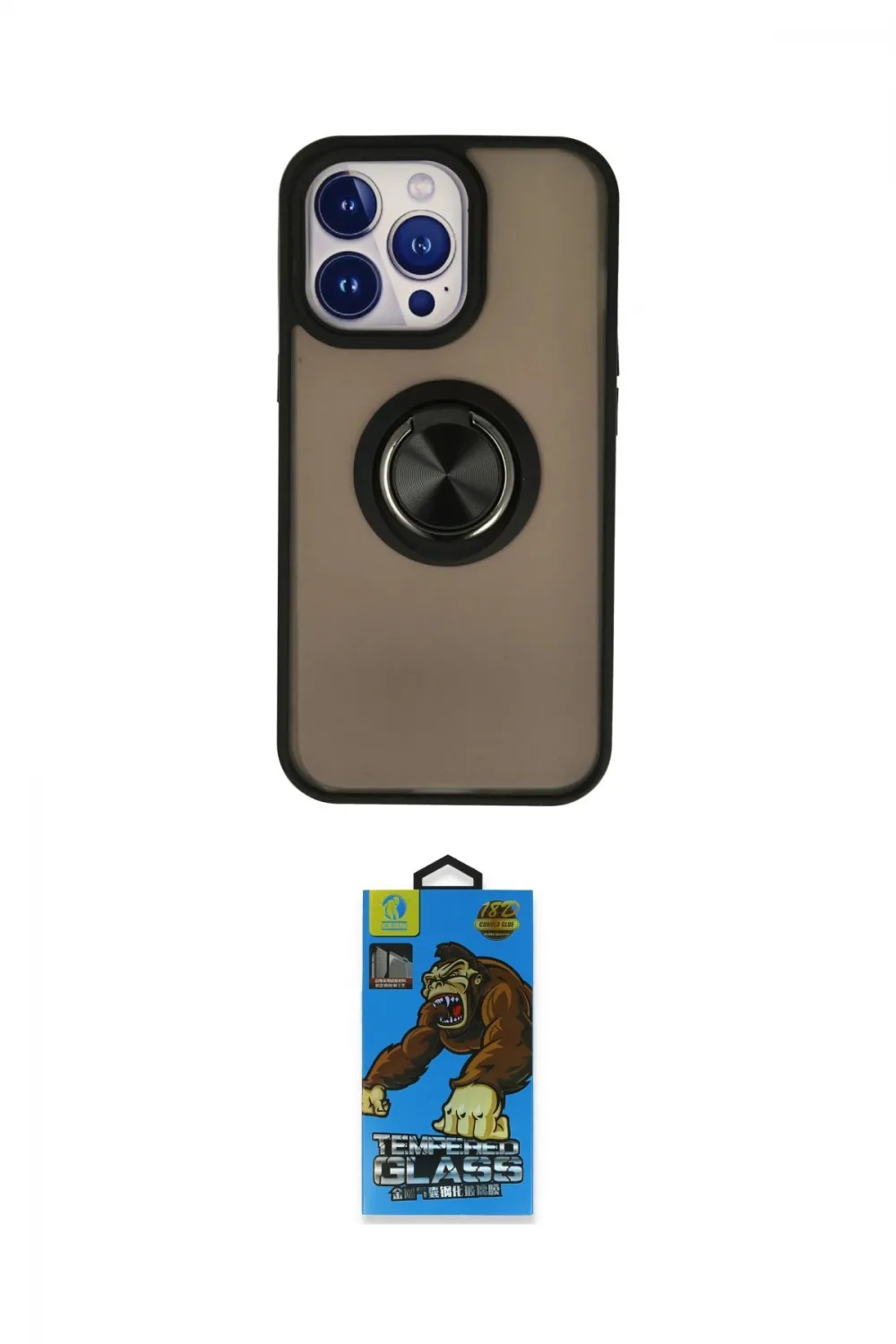 ieg™ iPhone 13 Pro Max Kılıf Yörünge Çizgi - Siyah 18D Cam Ekran Koruyucu