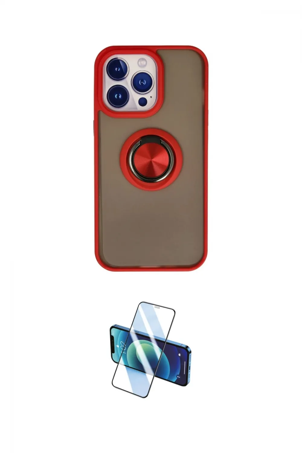 ieg™ iPhone 13 Pro Max Kılıf Yörünge Çizgi - Siyah 3D Antistatik Cam Ekran Koruyucu