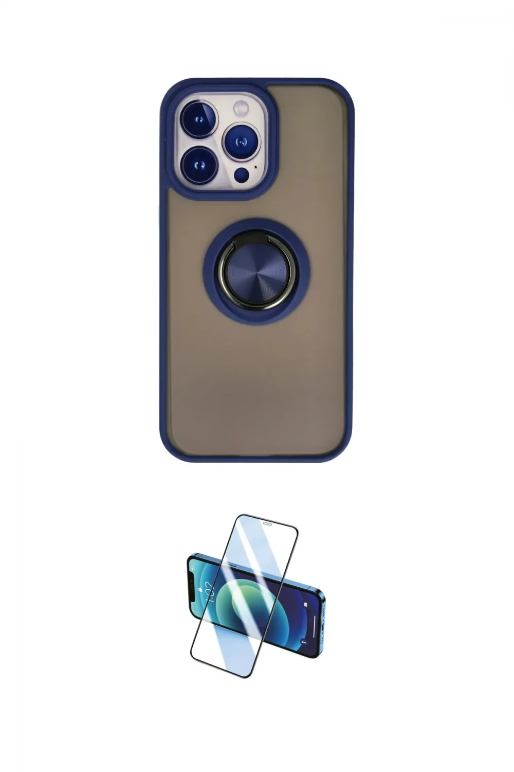 ieg™ iPhone 13 Pro Max Kılıf Yörünge Çizgi - Siyah 3D Antistatik Cam Ekran Koruyucu