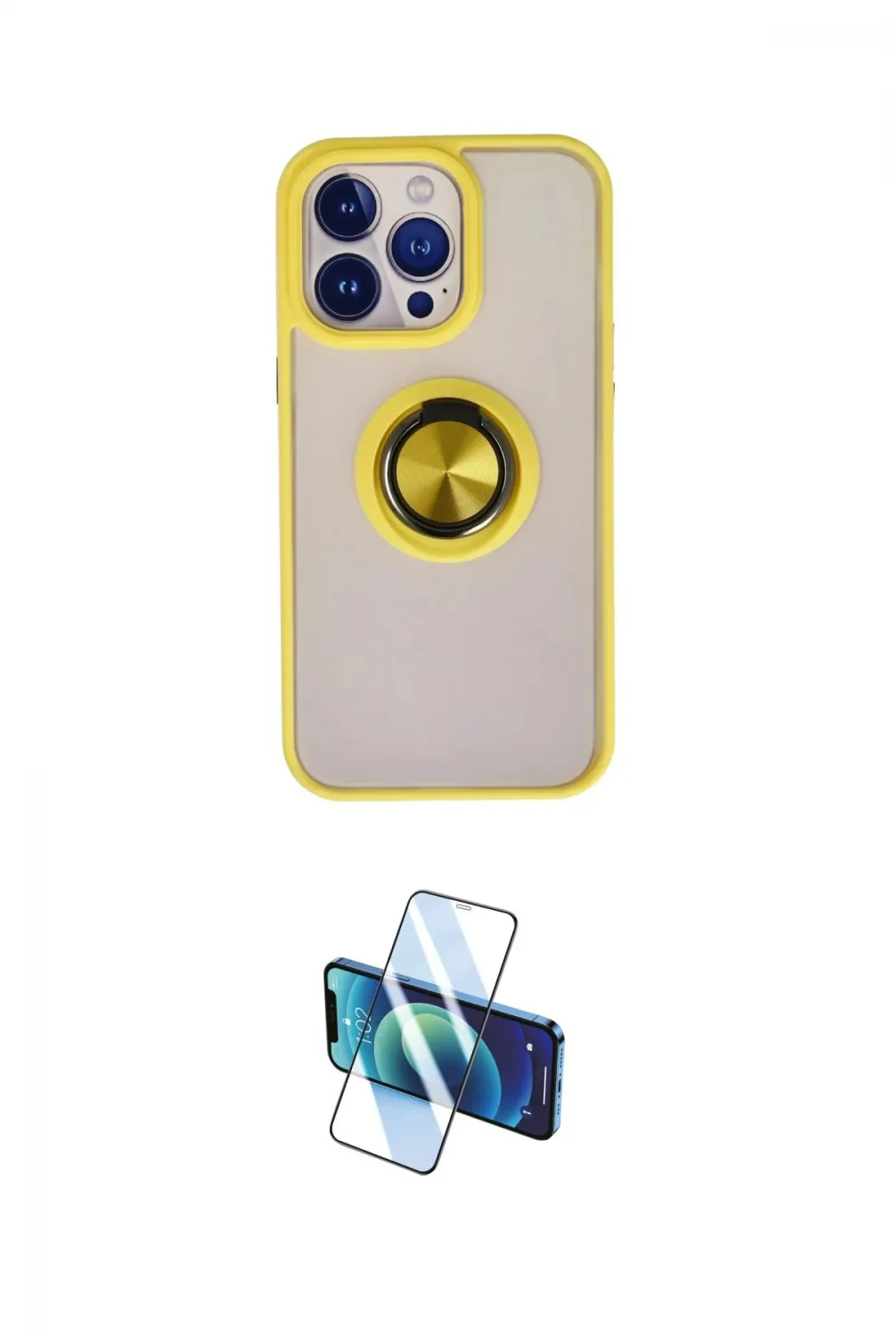 ieg™ iPhone 13 Pro Max Kılıf Yörünge Çizgi - Siyah 3D Antistatik Cam Ekran Koruyucu