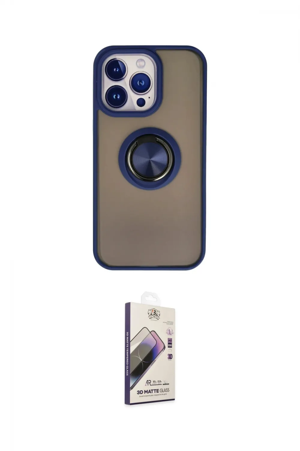 ieg™ iPhone 13 Pro Max Kılıf Yörünge Çizgi - Siyah Bilvis 3D Mat Cam Ekran Koruyucu
