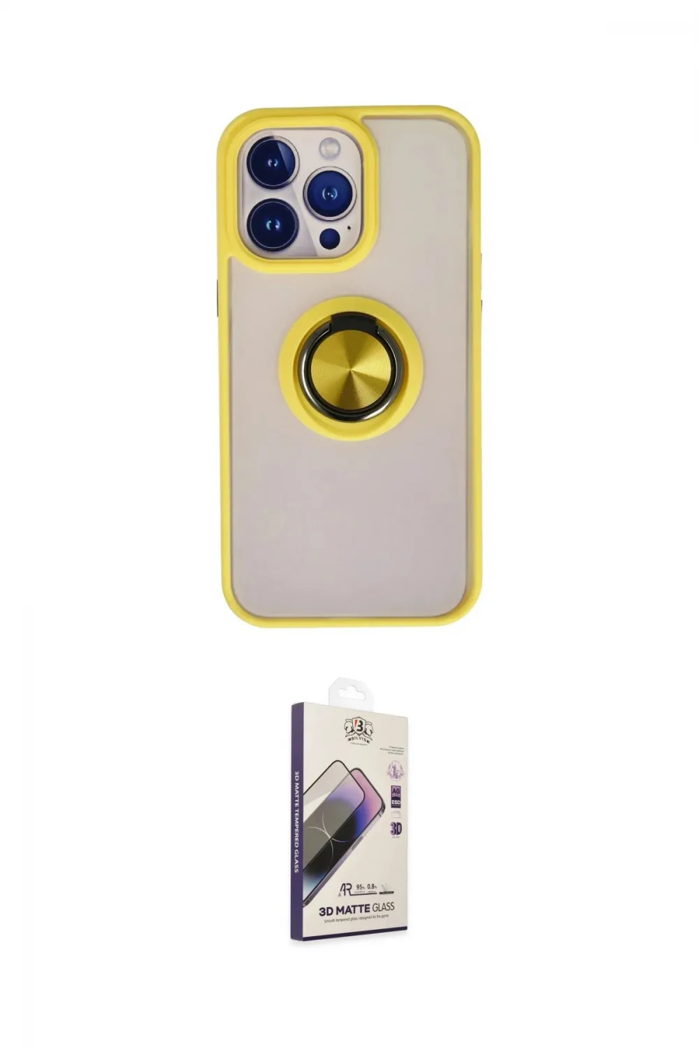 ieg™ iPhone 13 Pro Max Kılıf Yörünge Çizgi - Siyah Bilvis 3D Mat Cam Ekran Koruyucu