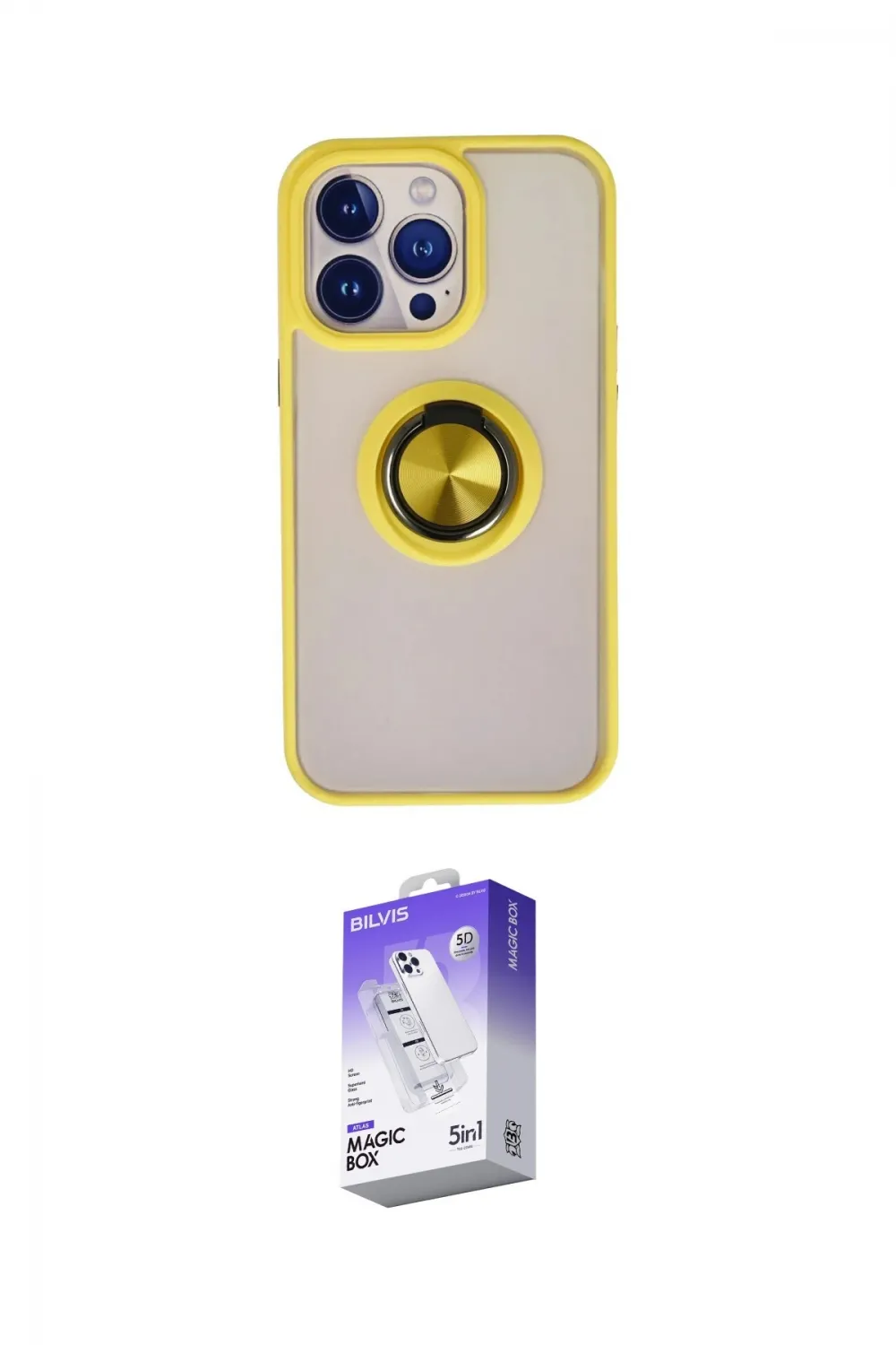 ieg™ iPhone 13 Pro Max Kılıf Yörünge Çizgi - Siyah Bilvis 5in1 3D Magic Cam Ekran Koruyucu