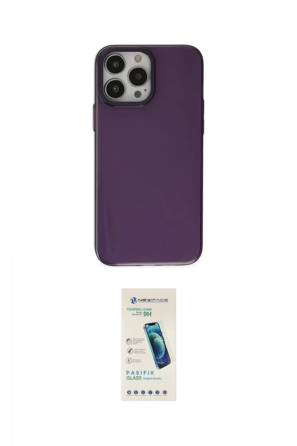 ieg™ iPhone 13 Pro Max Kılıf Zirve Doku Koleksiyonu - Şeffaf Pasifik Cam Ekran Koruyucu
