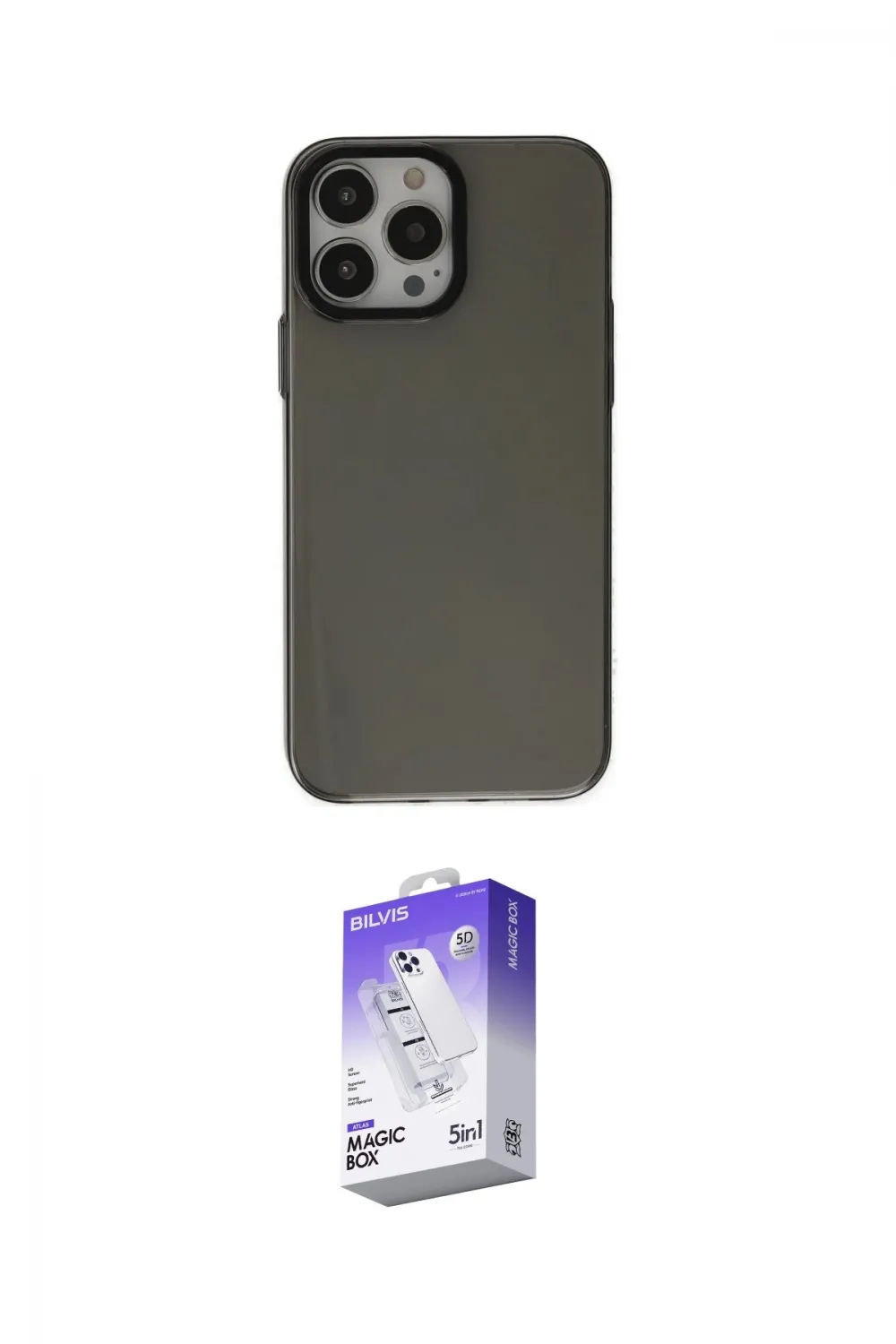 ieg™ iPhone 13 Pro Max Kılıf Zirve Doku Koleksiyonu - Siyah Bilvis 5in1 3D Magic Cam Ekran Koruyucu