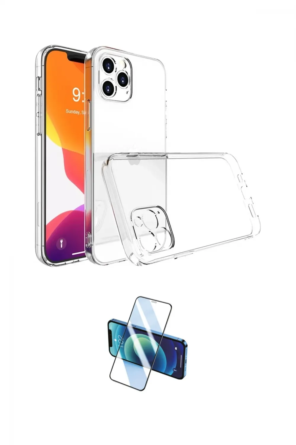 ieg™ iPhone 13 Pro Max Kılıf Zirve Doku - Siyah 3D Antistatik Cam Ekran Koruyucu