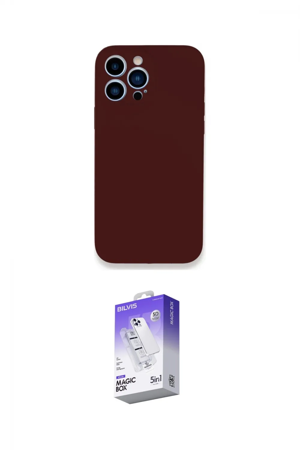 ieg™ iPhone 13 Pro Max Kılıf Zirve Modern Özel Seri - Siyah Bilvis 5in1 3D Magic Cam Ekran Koruyucu