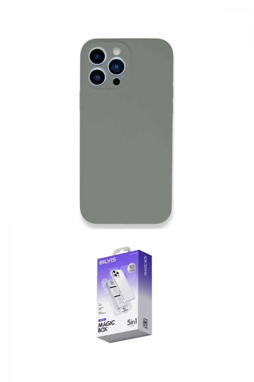 ieg™ iPhone 13 Pro Max Kılıf Zirve Modern Özel Seri - Siyah Bilvis 5in1 3D Magic Cam Ekran Koruyucu