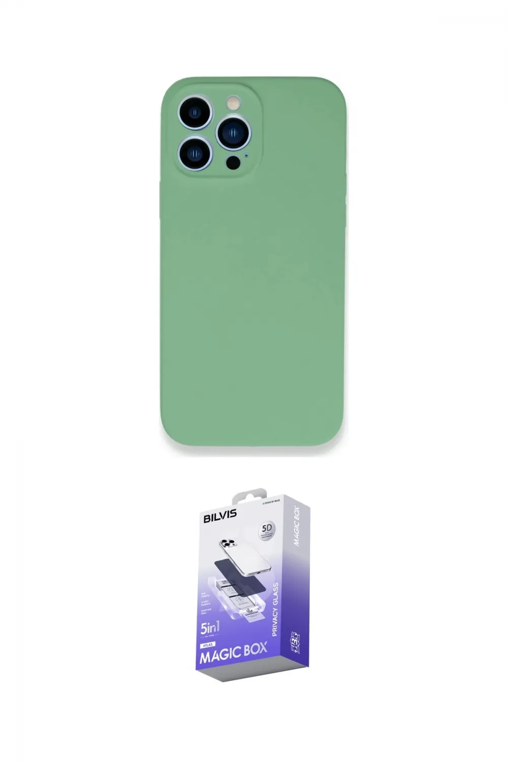 ieg™ iPhone 13 Pro Max Kılıf Zirve Modern Özel Seri - Siyah Bilvis 5in1 5D Magic Hayalet Cam Ekran Koruyucu