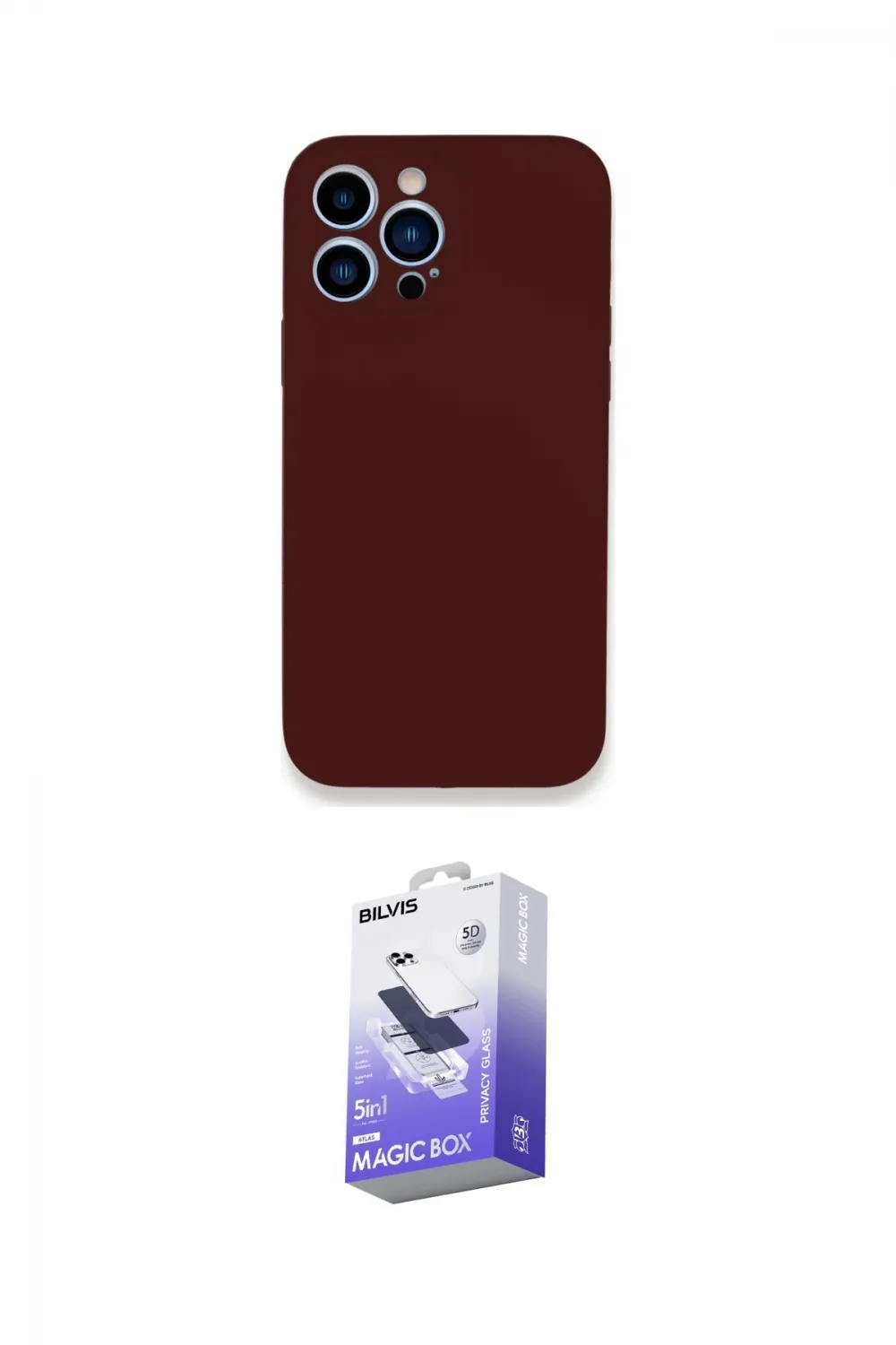 ieg™ iPhone 13 Pro Max Kılıf Zirve Modern Özel Seri - Siyah Bilvis 5in1 5D Magic Hayalet Cam Ekran Koruyucu