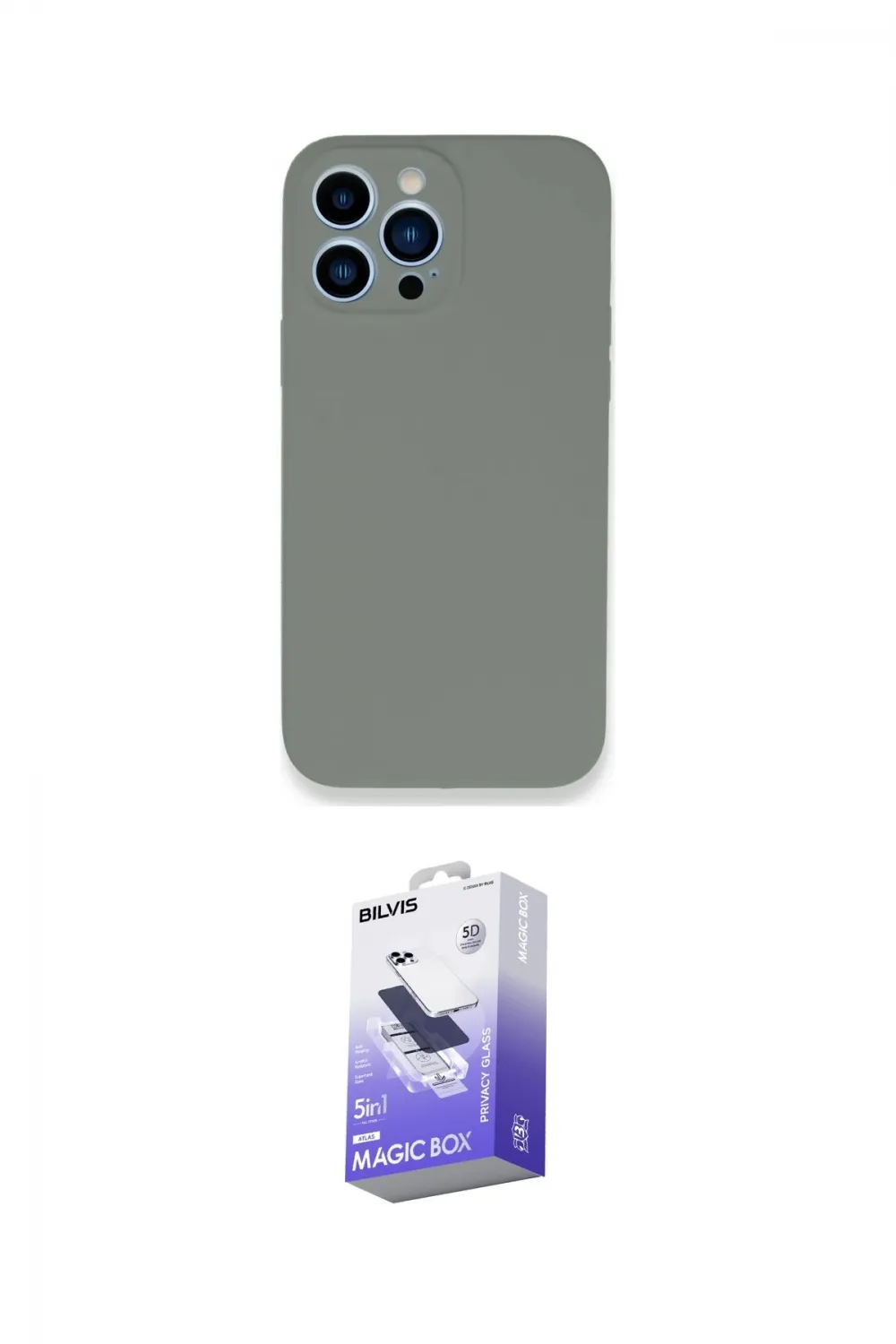 ieg™ iPhone 13 Pro Max Kılıf Zirve Modern Özel Seri - Siyah Bilvis 5in1 5D Magic Hayalet Cam Ekran Koruyucu