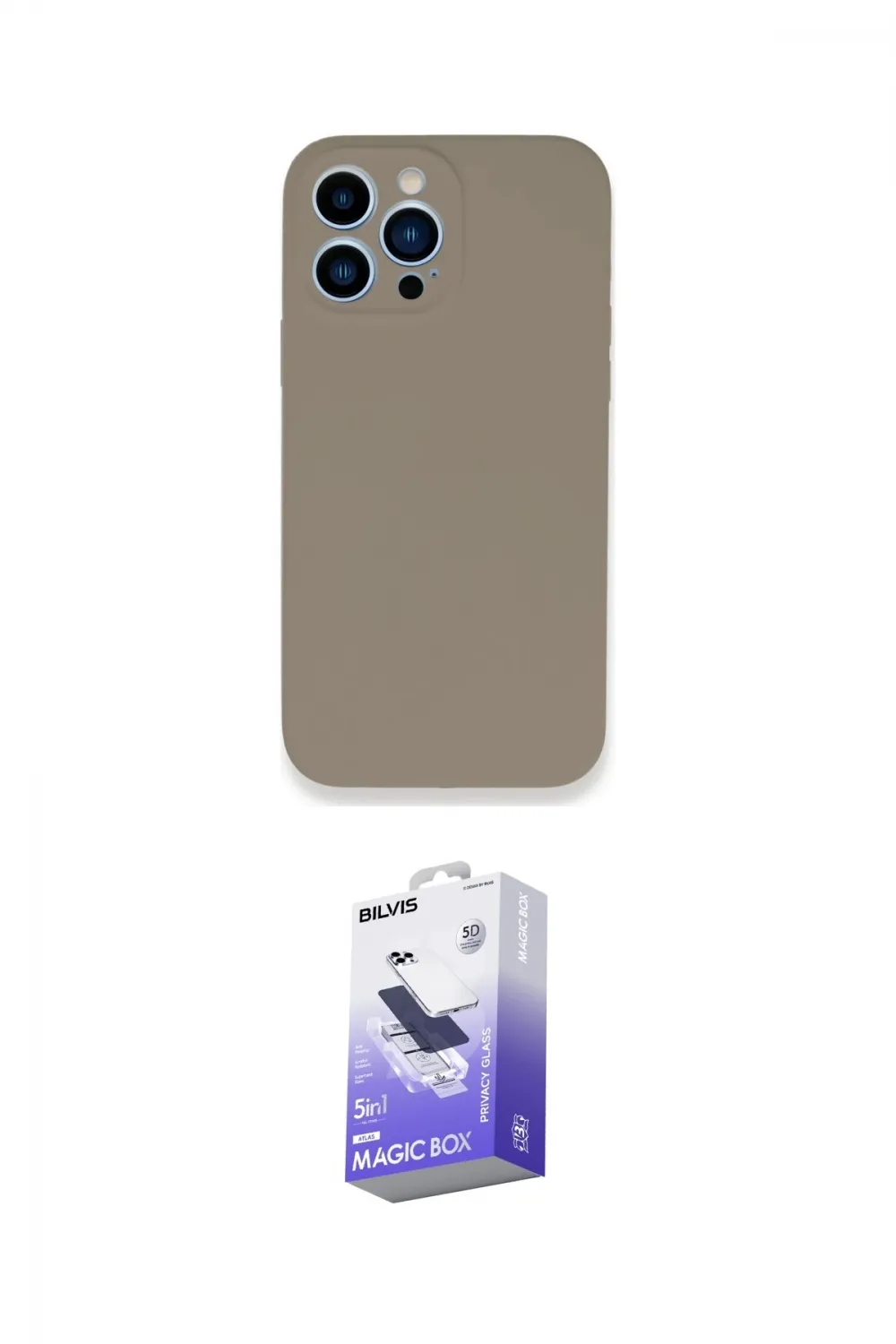 ieg™ iPhone 13 Pro Max Kılıf Zirve Modern Özel Seri - Siyah Bilvis 5in1 5D Magic Hayalet Cam Ekran Koruyucu