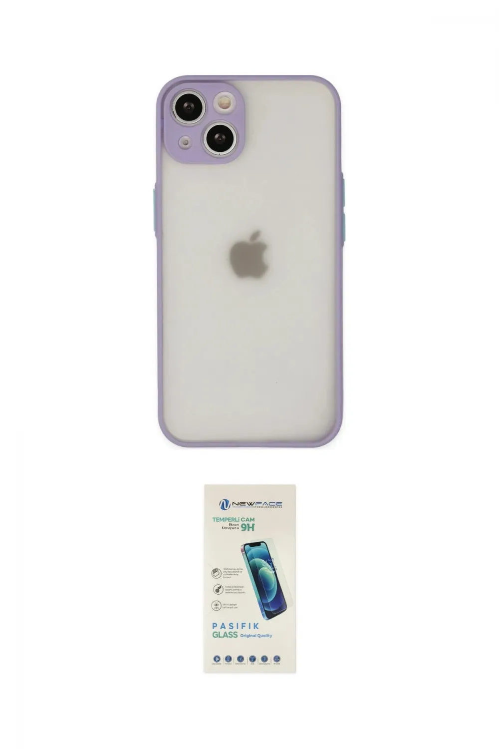 ieg™ iPhone 14 Kılıf Ahenk Çizgi Serisi - Şeffaf Pasifik Cam Ekran Koruyucu
