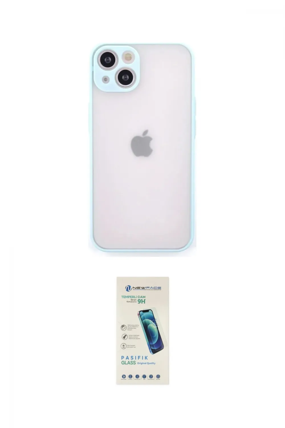 ieg™ iPhone 14 Kılıf Ahenk Çizgi Serisi - Şeffaf Pasifik Cam Ekran Koruyucu