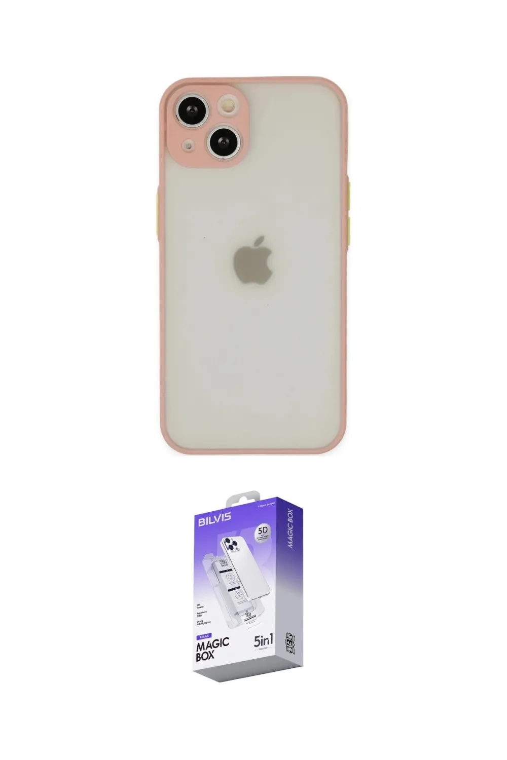 ieg™ iPhone 14 Kılıf Ahenk Çizgi Serisi - Siyah Bilvis 5in1 3D Magic Cam Ekran Koruyucu