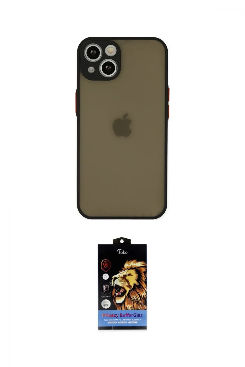 ieg™ iPhone 14 Kılıf Ahenk Çizgi Serisi - Siyah Buffer Hayalet Cam Ekran Koruyucu