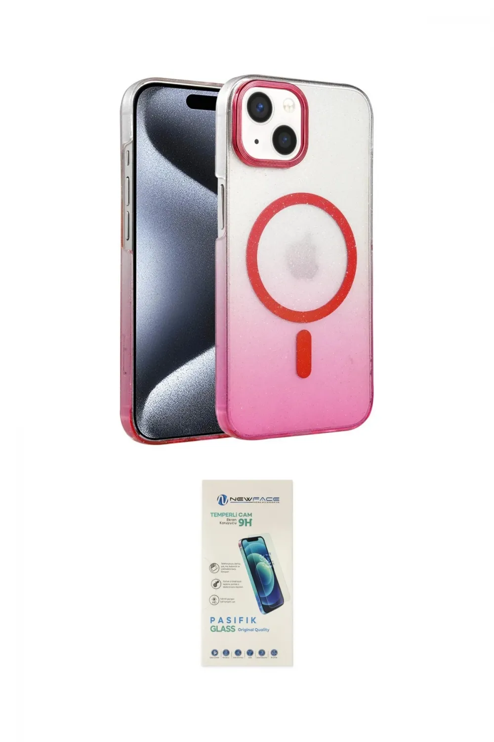 ieg™ iPhone 14 Kılıf Ahenk Doku Özel Seri - Şeffaf Pasifik Cam Ekran Koruyucu