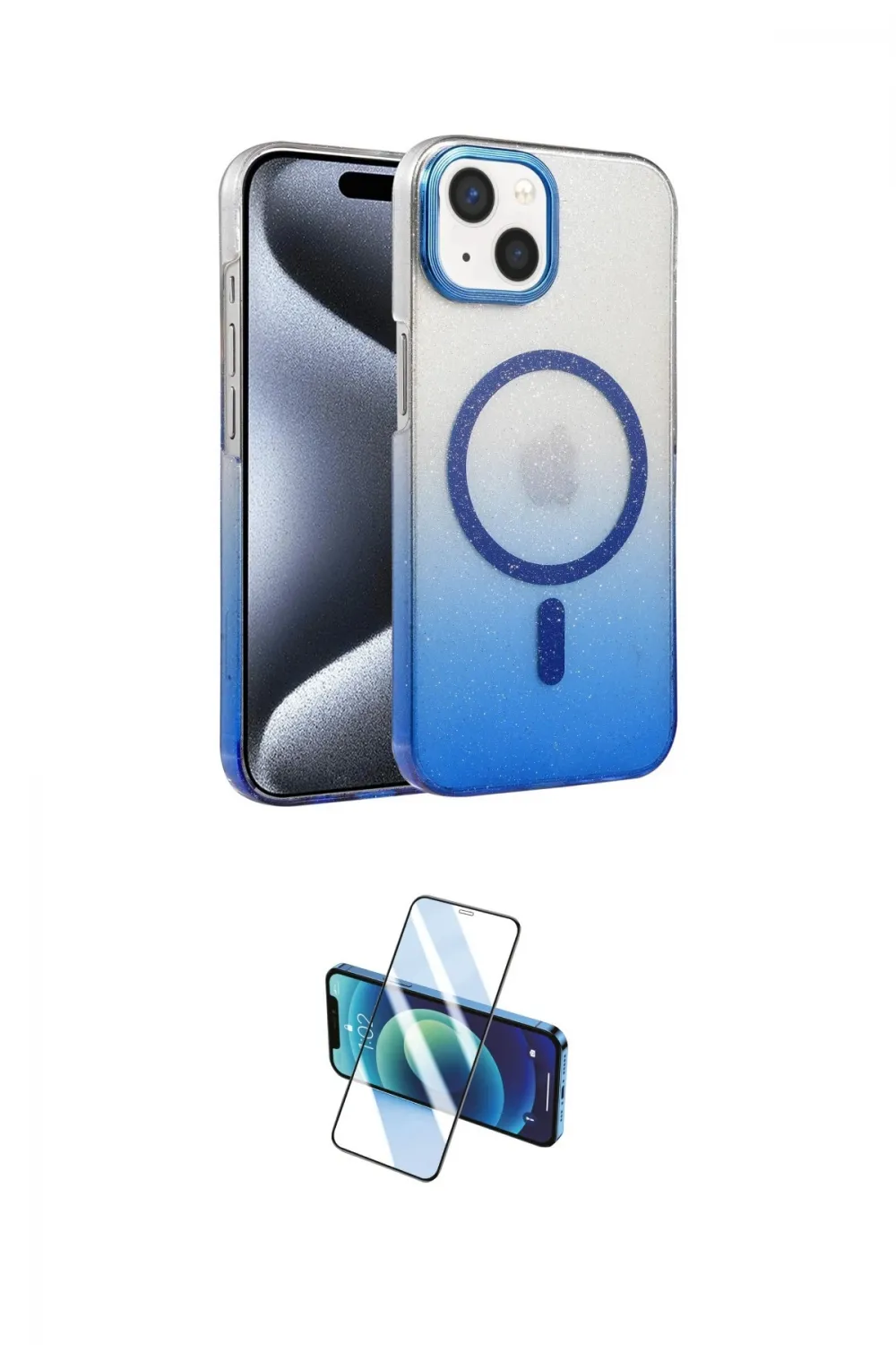 ieg™ iPhone 14 Kılıf Ahenk Doku Özel Seri - Siyah 3D Antistatik Cam Ekran Koruyucu