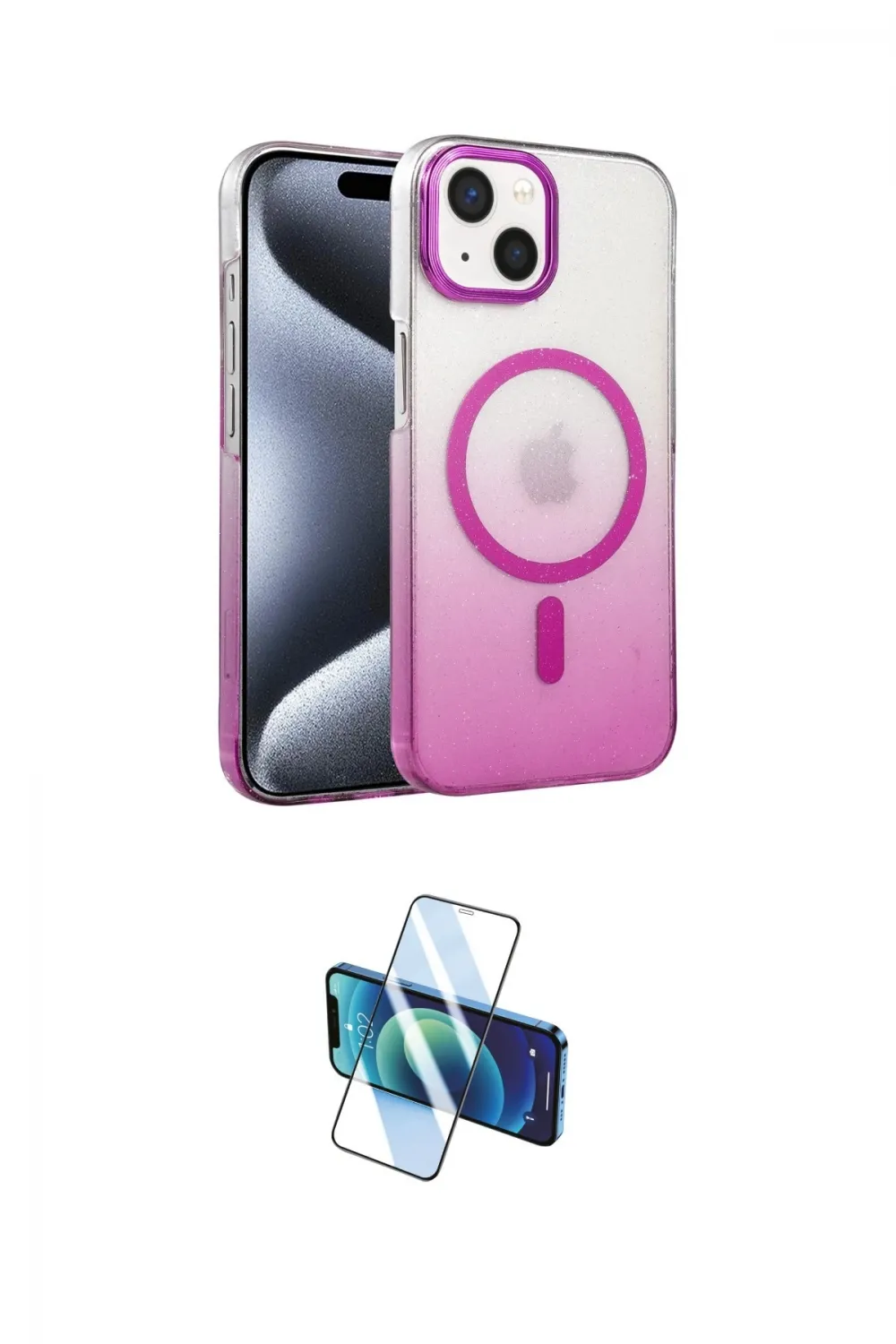 ieg™ iPhone 14 Kılıf Ahenk Doku Özel Seri - Siyah 3D Antistatik Cam Ekran Koruyucu
