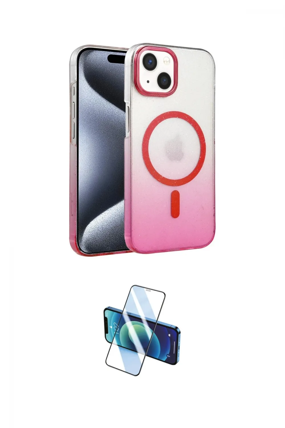 ieg™ iPhone 14 Kılıf Ahenk Doku Özel Seri - Siyah 3D Antistatik Cam Ekran Koruyucu