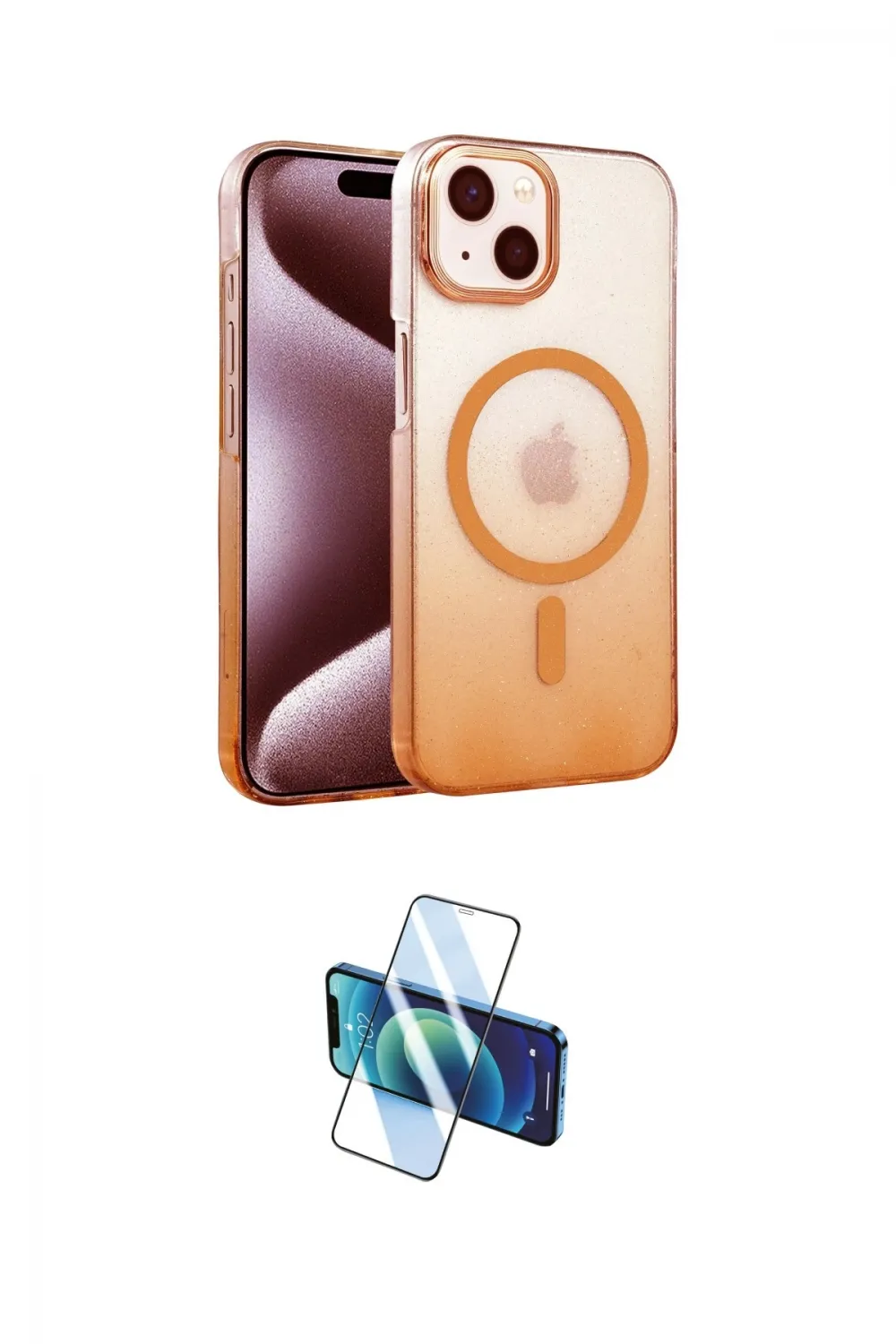 ieg™ iPhone 14 Kılıf Ahenk Doku Özel Seri - Siyah 3D Antistatik Cam Ekran Koruyucu