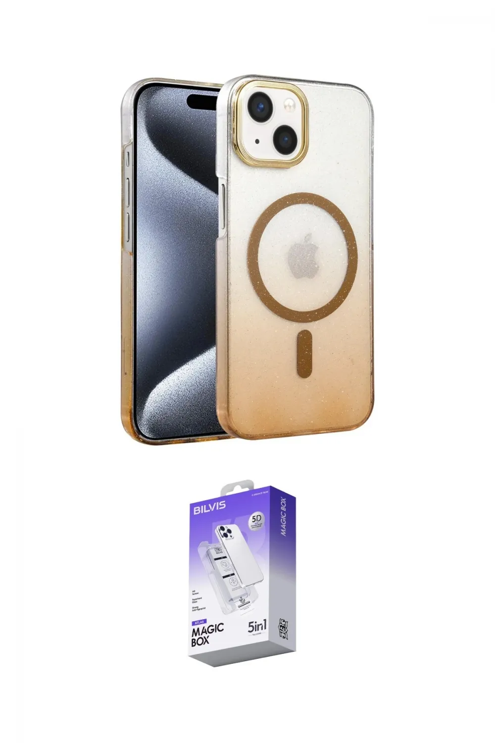 ieg™ iPhone 14 Kılıf Ahenk Doku Özel Seri - Siyah Bilvis 5in1 3D Magic Cam Ekran Koruyucu