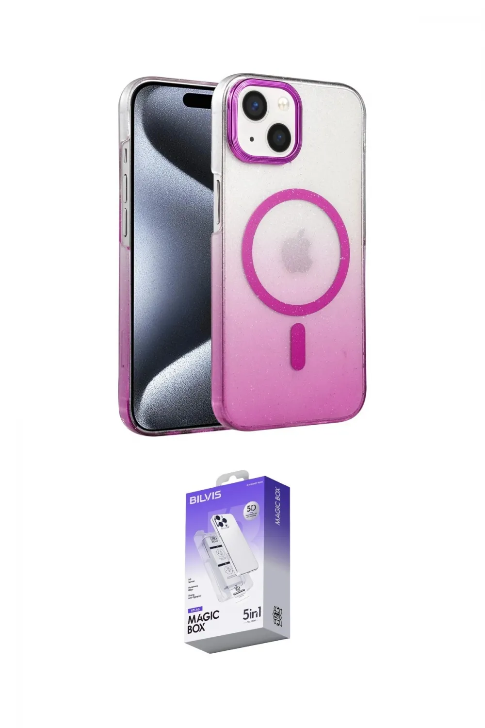 ieg™ iPhone 14 Kılıf Ahenk Doku Özel Seri - Siyah Bilvis 5in1 3D Magic Cam Ekran Koruyucu