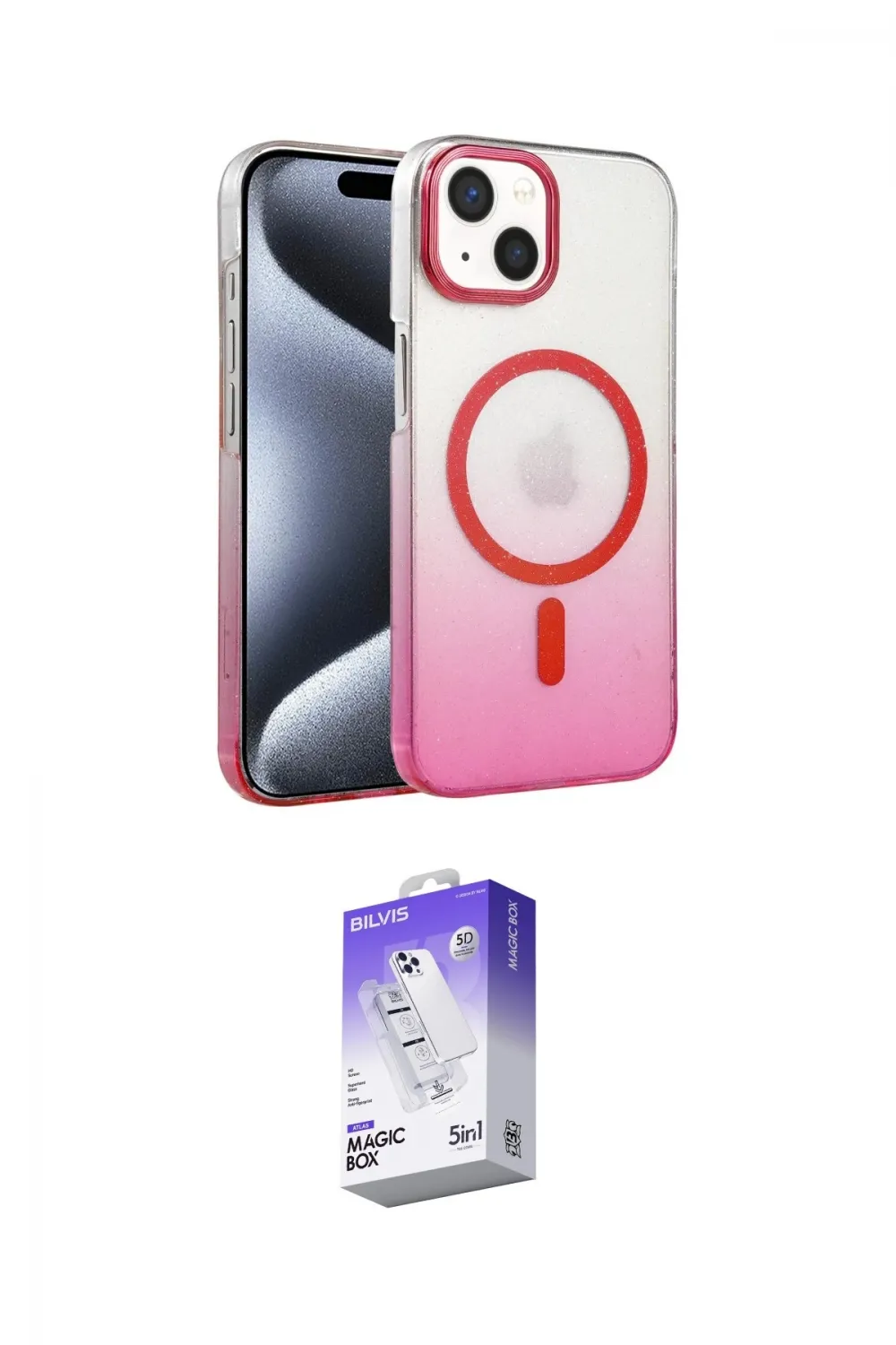 ieg™ iPhone 14 Kılıf Ahenk Doku Özel Seri - Siyah Bilvis 5in1 3D Magic Cam Ekran Koruyucu
