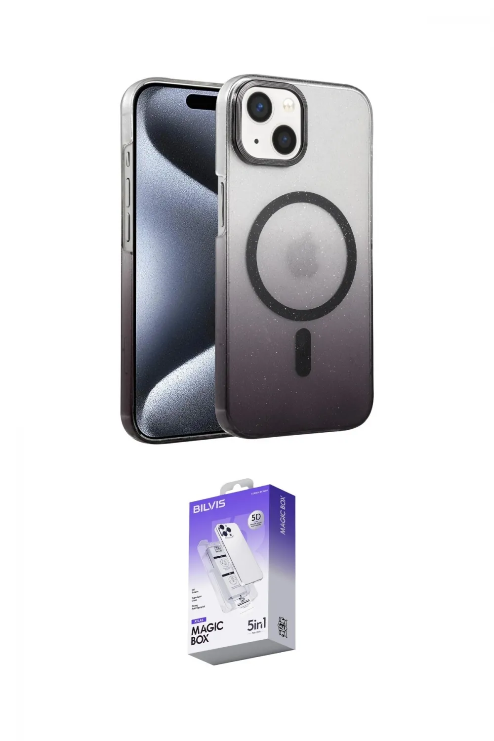 ieg™ iPhone 14 Kılıf Ahenk Doku Özel Seri - Siyah Bilvis 5in1 3D Magic Cam Ekran Koruyucu