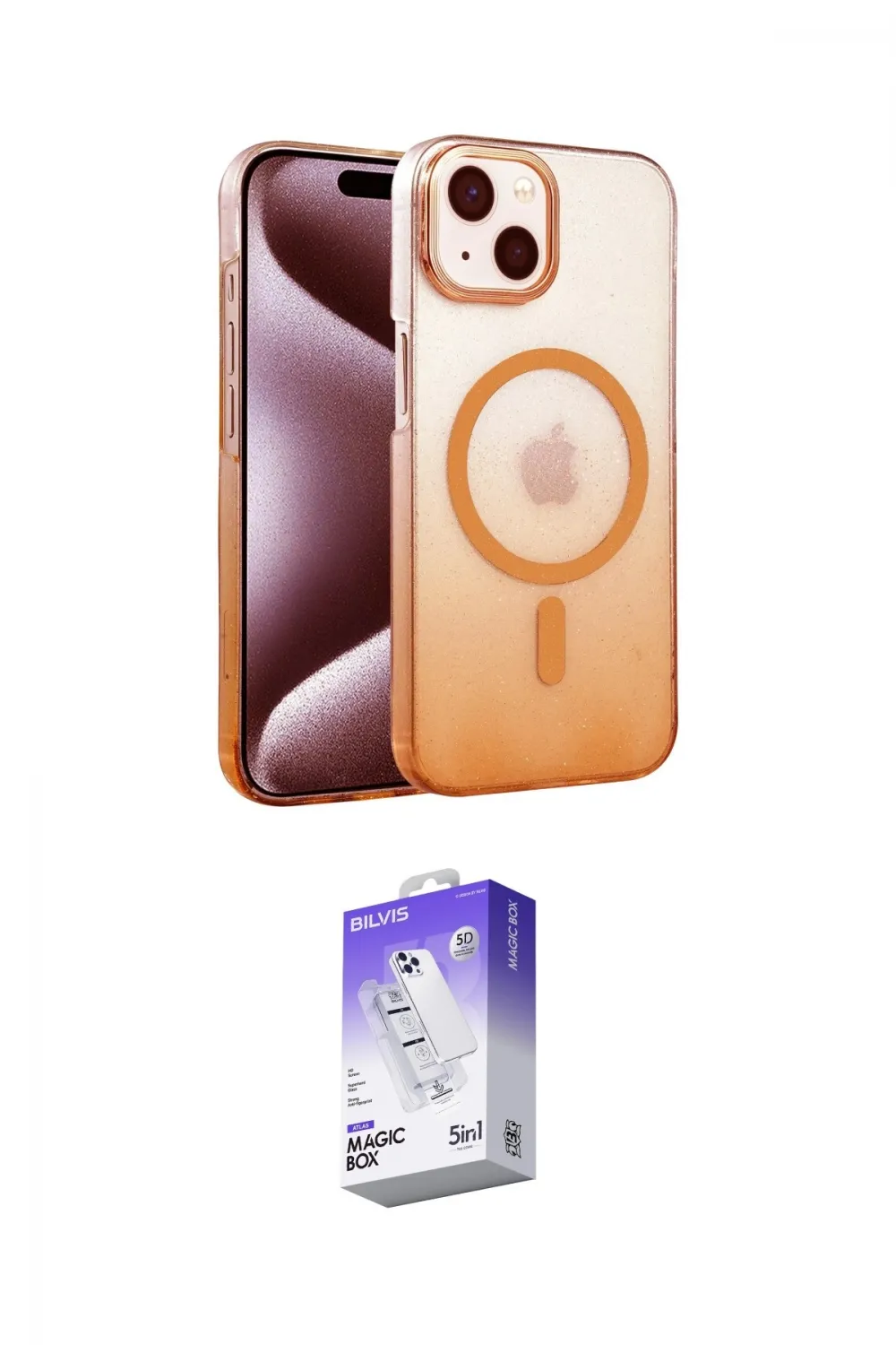 ieg™ iPhone 14 Kılıf Ahenk Doku Özel Seri - Siyah Bilvis 5in1 3D Magic Cam Ekran Koruyucu