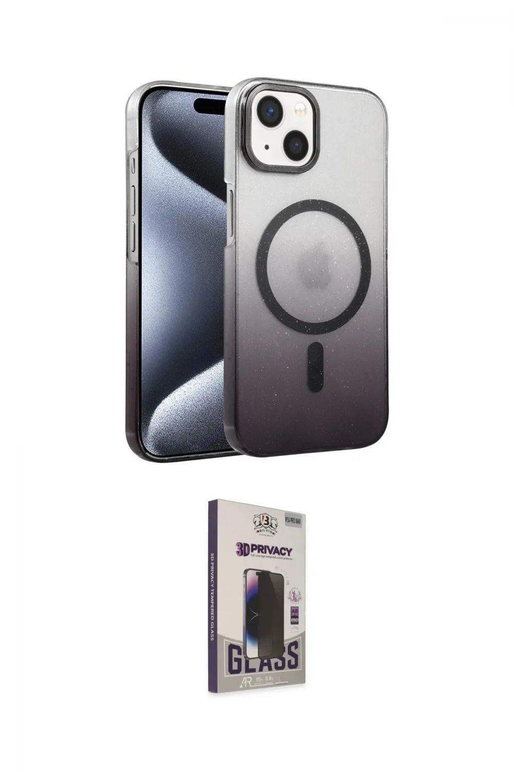 ieg™ iPhone 14 Kılıf Ahenk Doku Özel Seri - Siyah Bilvis Hayalet Cam Ekran Koruyucu