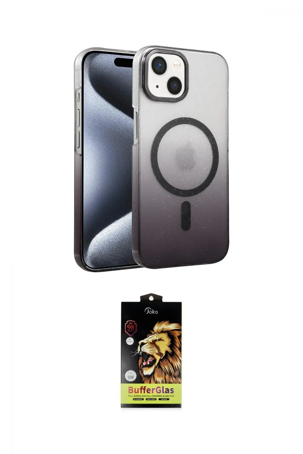 ieg™ iPhone 14 Kılıf Ahenk Doku Özel Seri - Siyah Buffer Cam Ekran Koruyucu