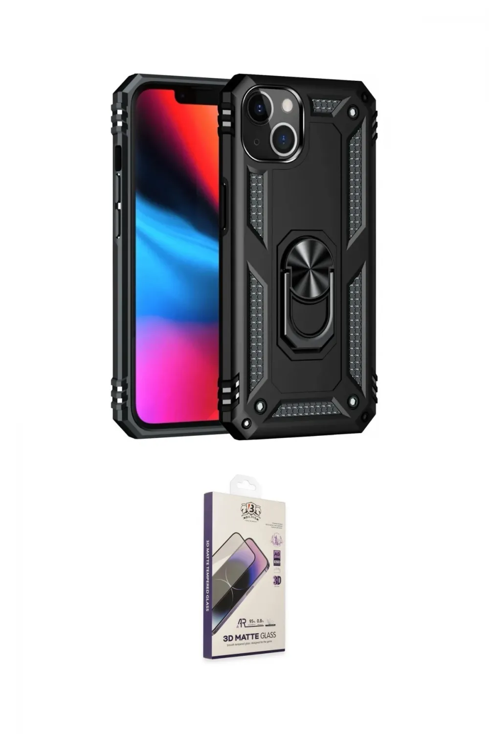 ieg™ iPhone 14 Kılıf Ahenk Klasik Koleksiyonu - Siyah Bilvis 3D Mat Cam Ekran Koruyucu