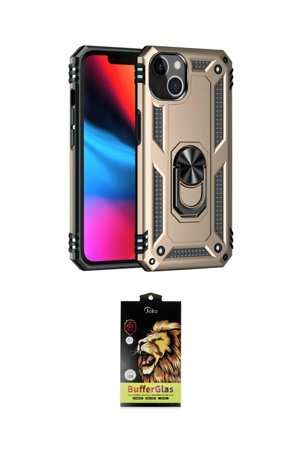 ieg™ iPhone 14 Kılıf Ahenk Klasik Koleksiyonu - Siyah Buffer Cam Ekran Koruyucu