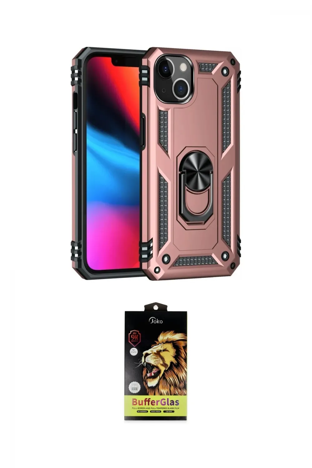 ieg™ iPhone 14 Kılıf Ahenk Klasik Koleksiyonu - Siyah Buffer Cam Ekran Koruyucu