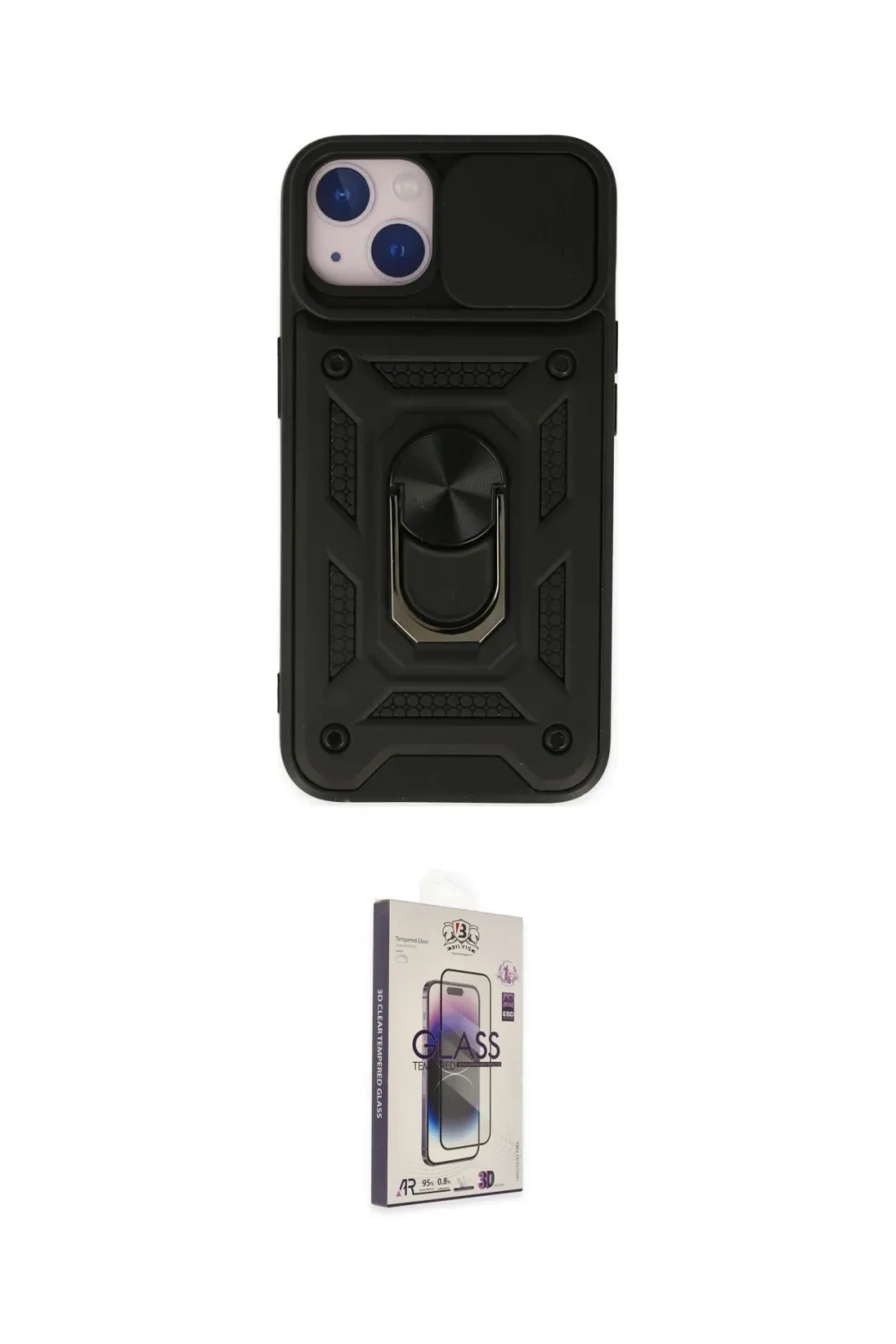 ieg™ iPhone 14 Kılıf Ahenk Klasik - Siyah Bilvis 3D Cam Ekran Koruyucu