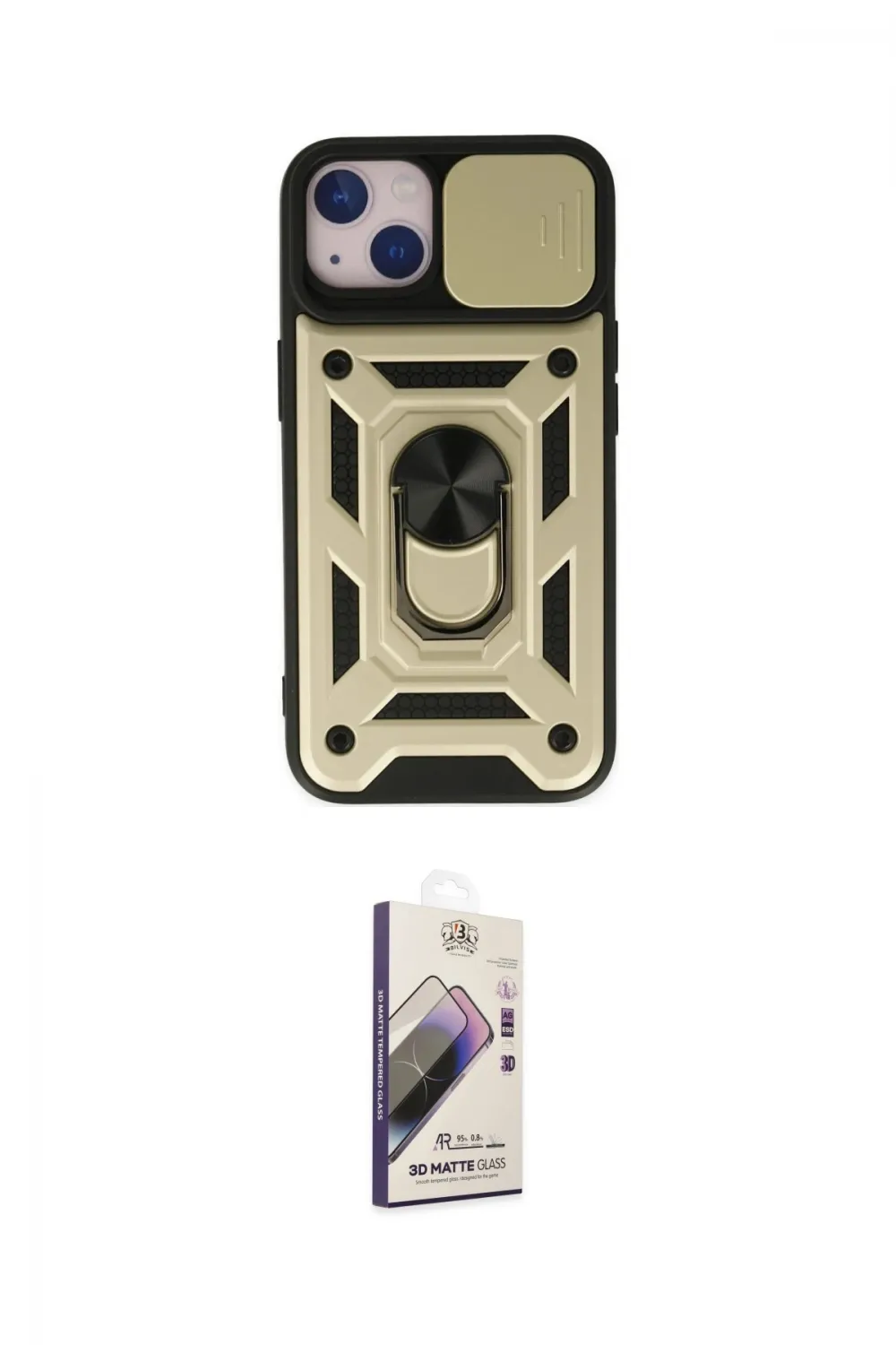 ieg™ iPhone 14 Kılıf Ahenk Klasik - Siyah Bilvis 3D Mat Cam Ekran Koruyucu