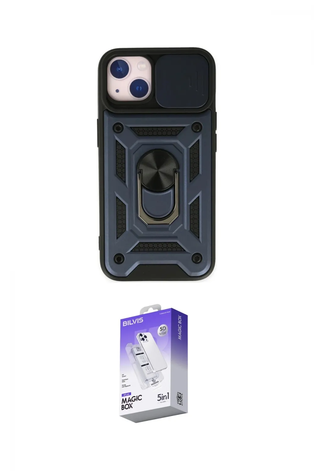 ieg™ iPhone 14 Kılıf Ahenk Klasik - Siyah Bilvis 5in1 3D Magic Cam Ekran Koruyucu