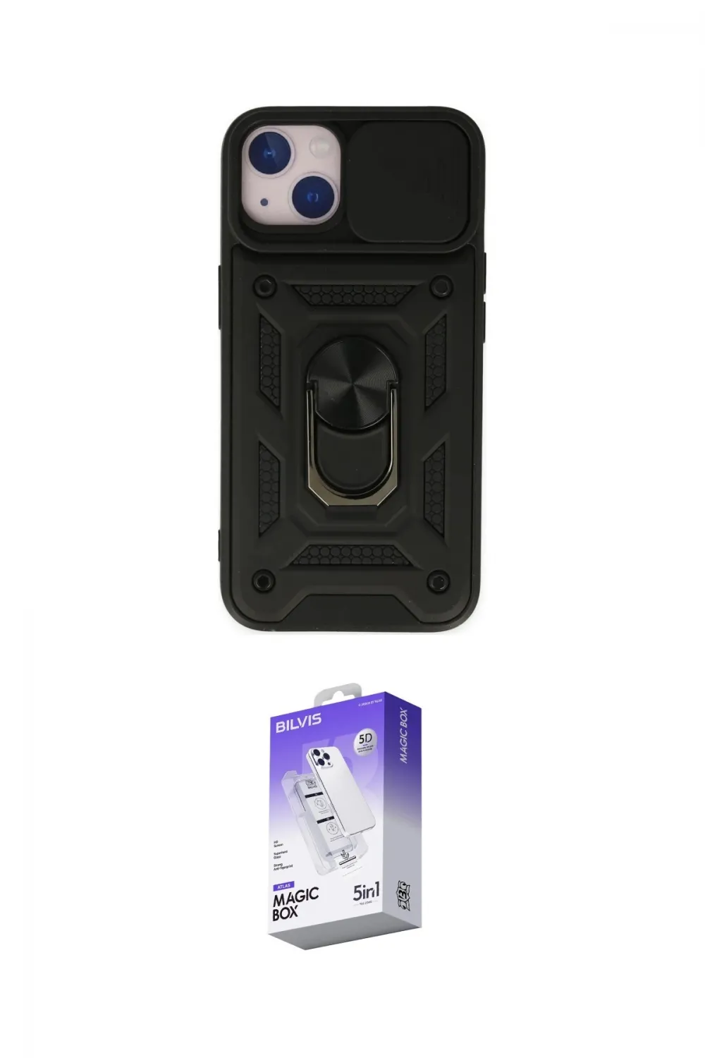 ieg™ iPhone 14 Kılıf Ahenk Klasik - Siyah Bilvis 5in1 3D Magic Cam Ekran Koruyucu