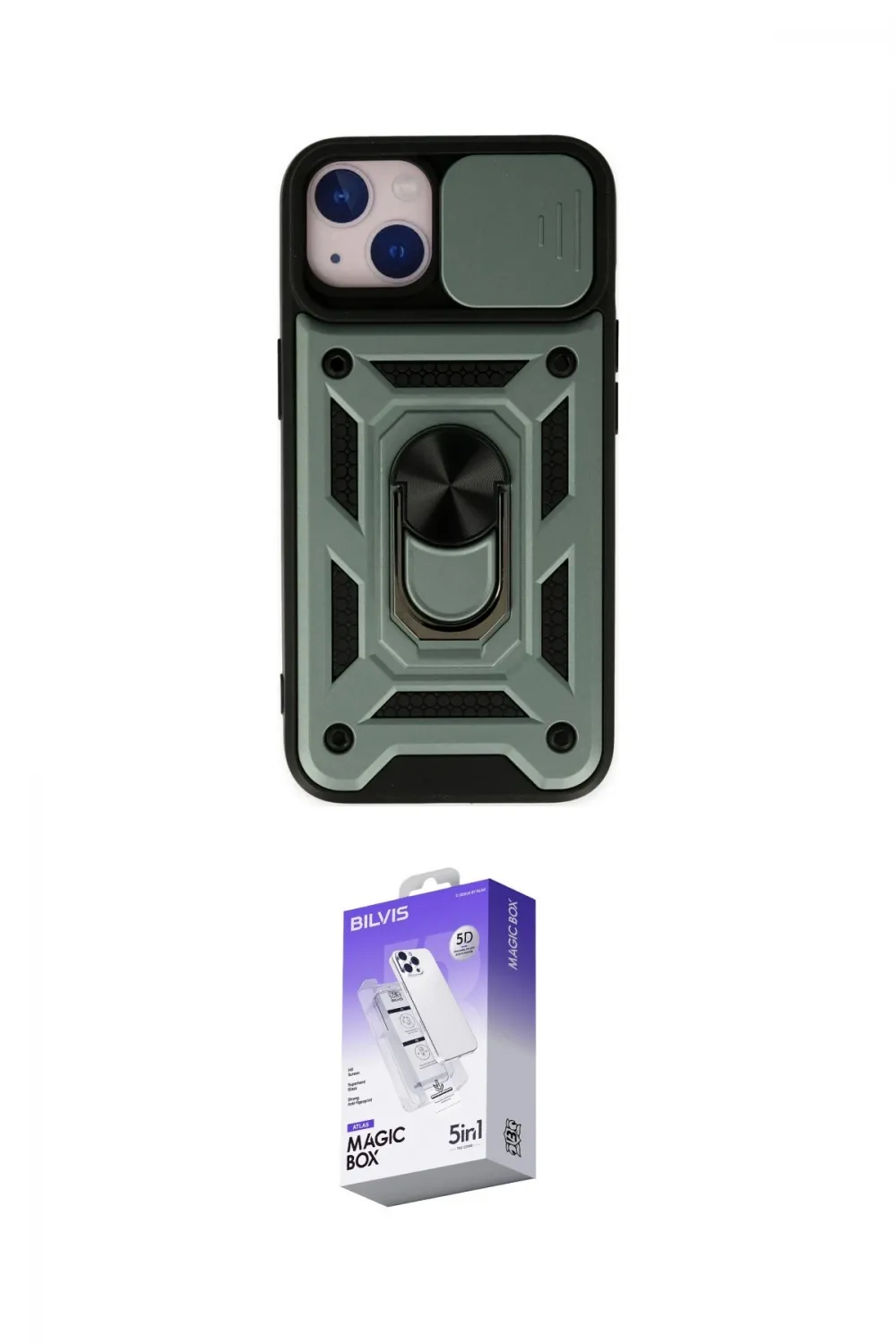 ieg™ iPhone 14 Kılıf Ahenk Klasik - Siyah Bilvis 5in1 3D Magic Cam Ekran Koruyucu