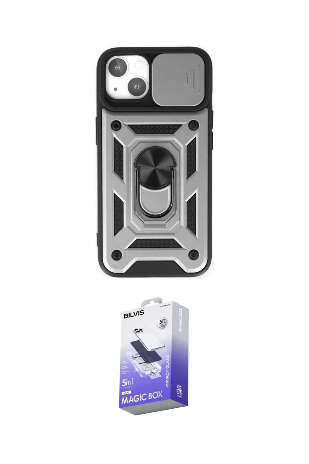 ieg™ iPhone 14 Kılıf Ahenk Klasik - Siyah Bilvis 5in1 5D Magic Hayalet Cam Ekran Koruyucu