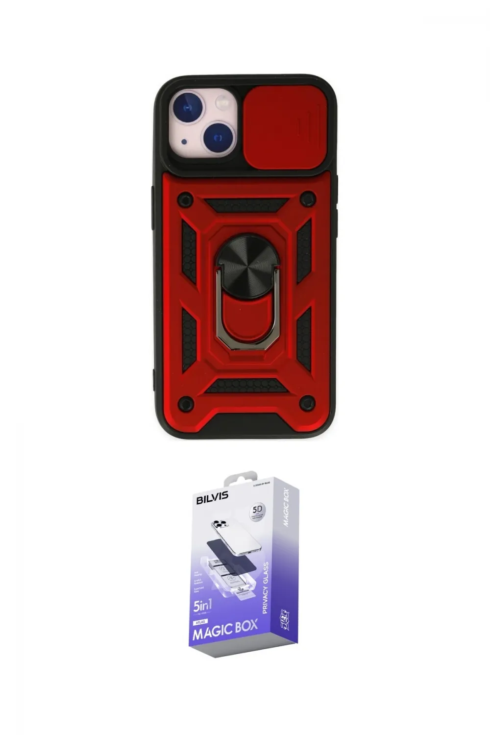 ieg™ iPhone 14 Kılıf Ahenk Klasik - Siyah Bilvis 5in1 5D Magic Hayalet Cam Ekran Koruyucu