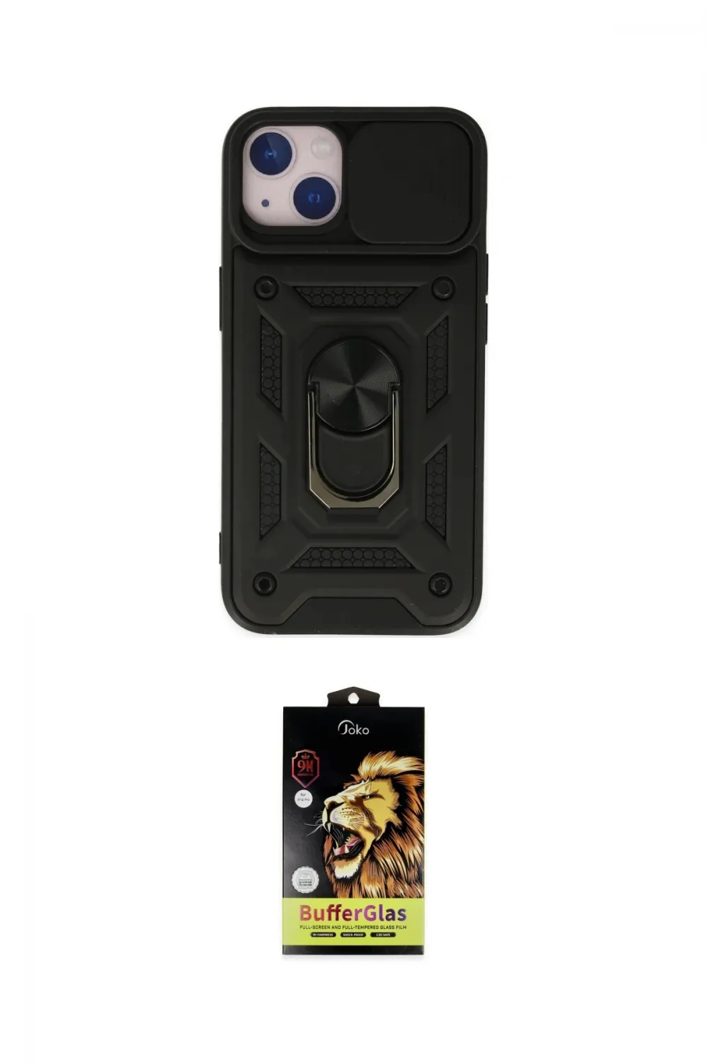 ieg™ iPhone 14 Kılıf Ahenk Klasik - Siyah Buffer Cam Ekran Koruyucu