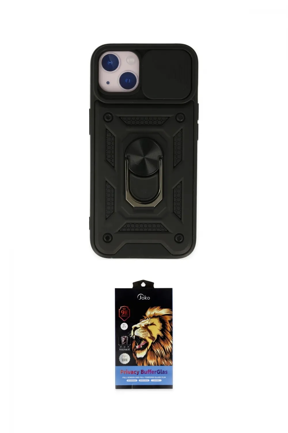 ieg™ iPhone 14 Kılıf Ahenk Klasik - Siyah Buffer Hayalet Cam Ekran Koruyucu